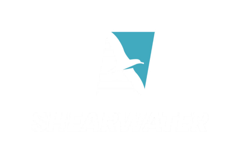 Shearwater Clearing logo and tagline displayed on a dark background